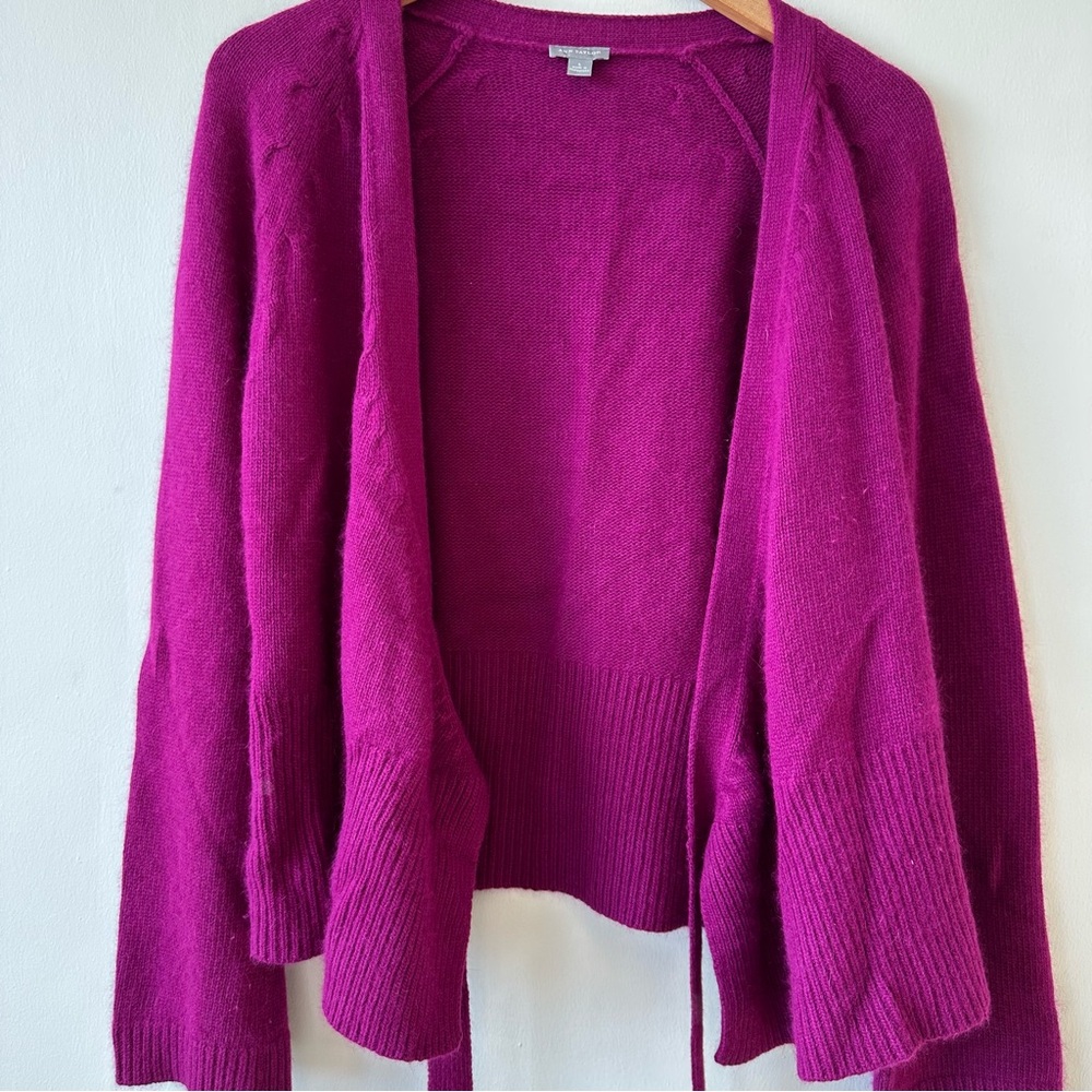Ann Taylor Angora Wool Blend Magenta V-Neck Wrap Sweater - Picture 5 of 7